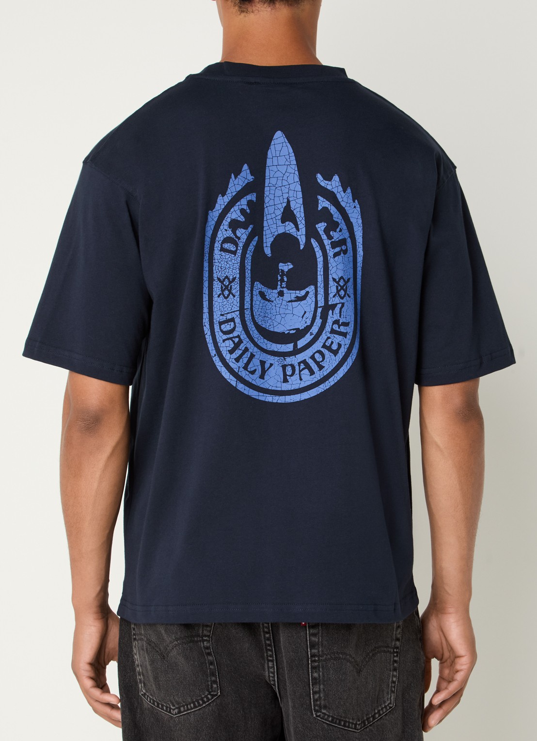 Daily Paper Candle T-shirt met logo- en backprint - detail 3 donkerblauw