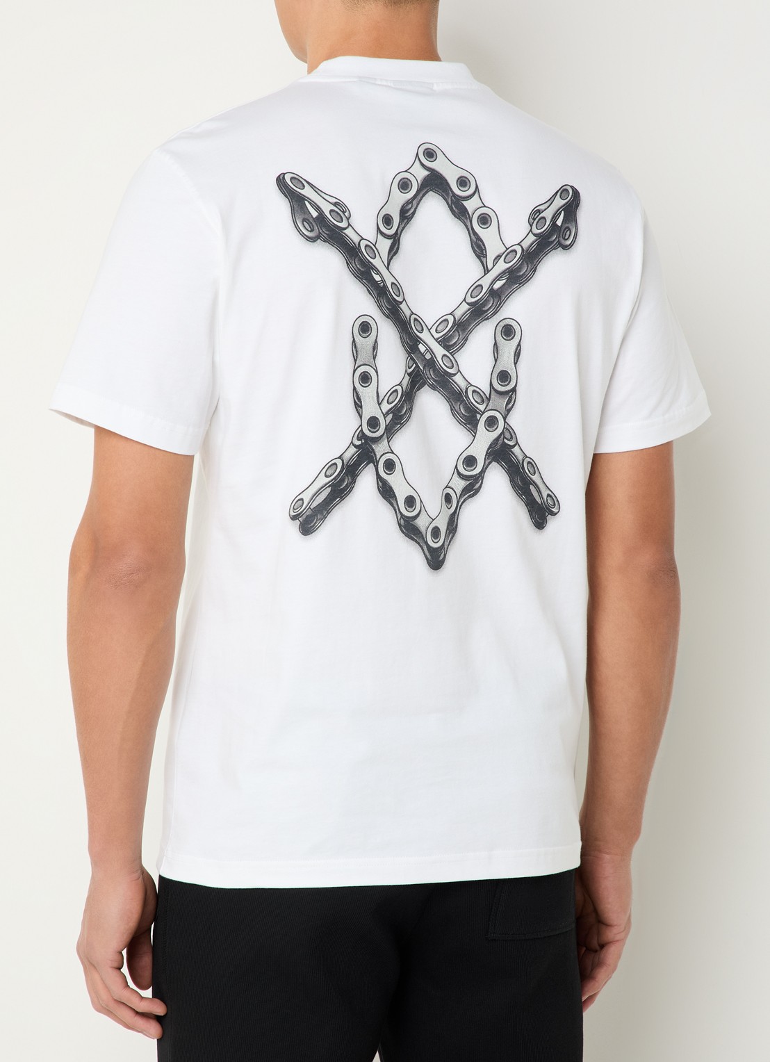 Daily Paper Chain Shield T-shirt met logo- en backprint - detail 3 wit