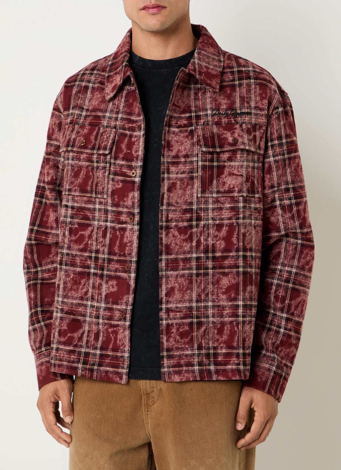 Daily Paper Check overshirt met ruitdessin - detail 4 bruin