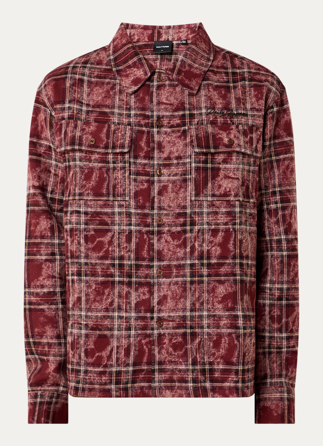 Daily Paper Check overshirt met ruitdessin - voorkant bruin