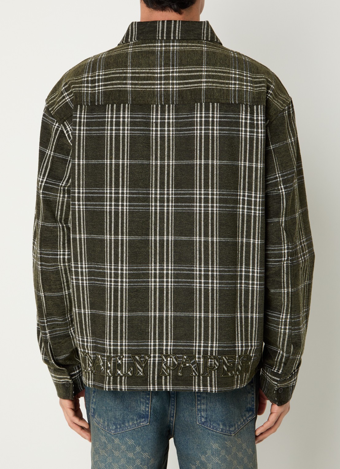Daily Paper Chinelle overshirt met ruitdessin en klepzakken - achterkant 3 bronsgroen