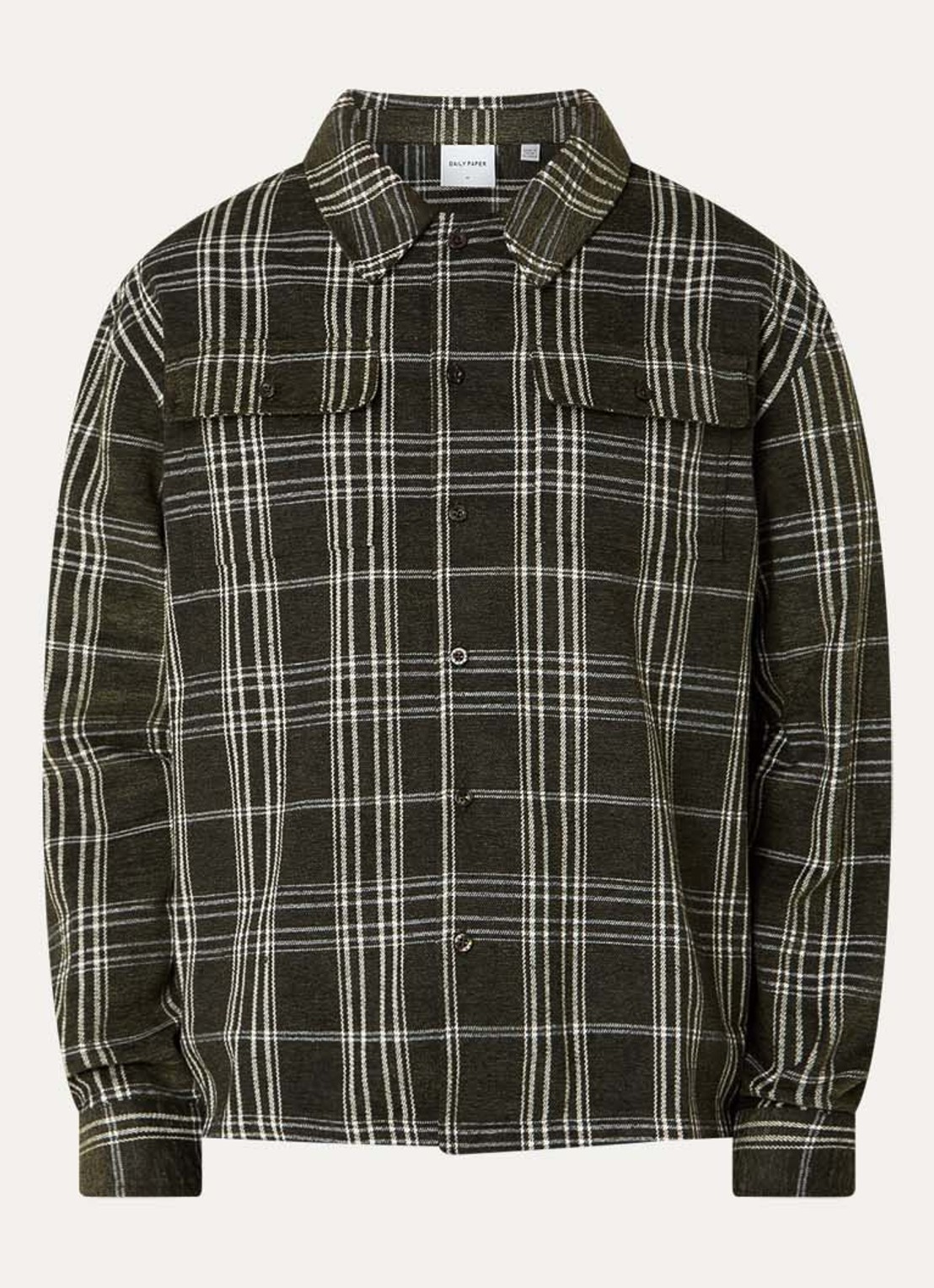 Daily Paper Chinelle overshirt met ruitdessin en klepzakken - voorkant bronsgroen