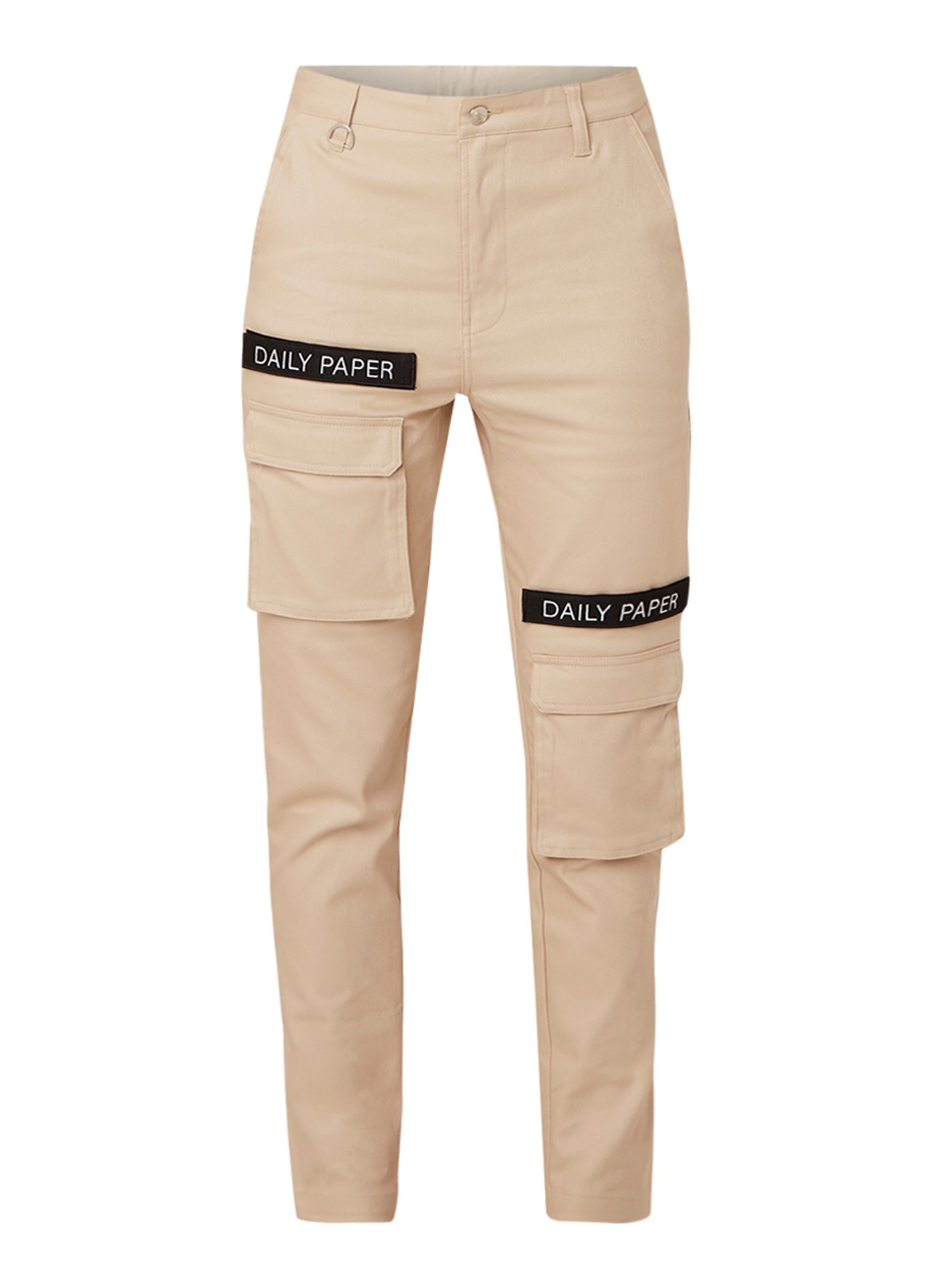 Daily Paper Daily Paper High waist tapered fit cargobroek met logotape - voorkant 2 beige