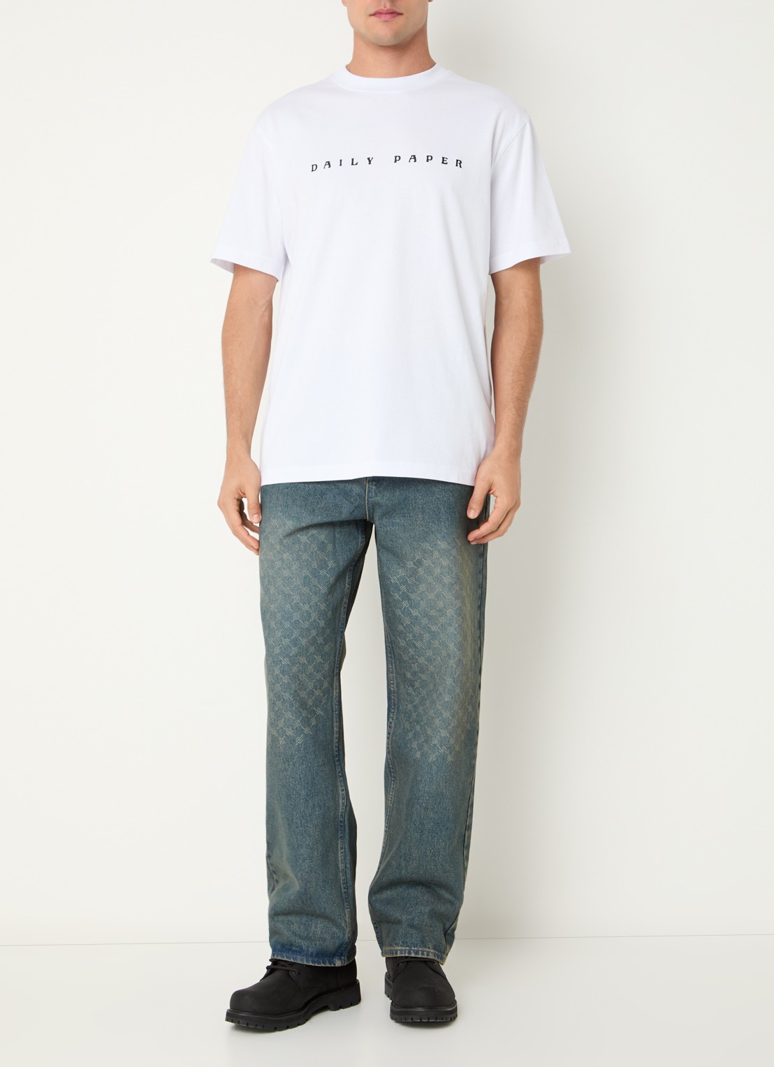 Daily Paper Dias Alias T-shirt met logoborduring - voorkant 2 wit