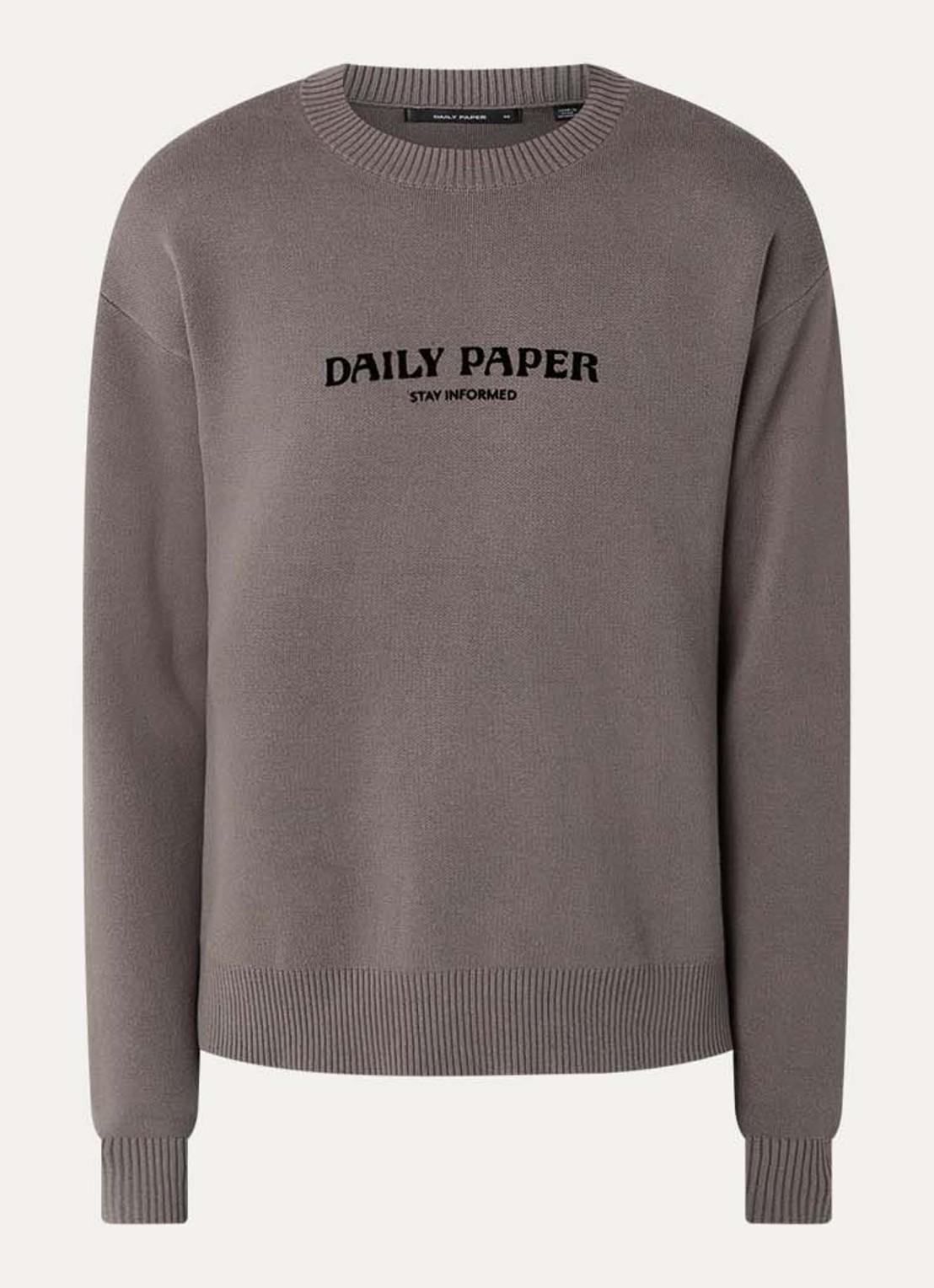 Daily Paper Dias fijngebreide trui met flock logoprint - voorkant 2 donkergrijs