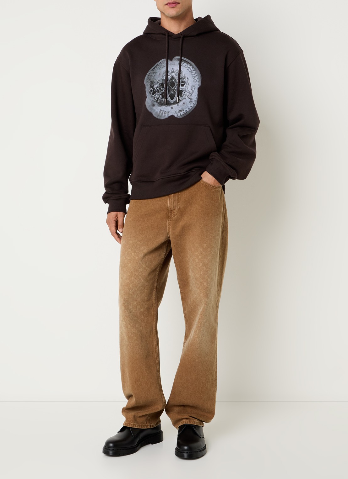 Daily Paper Emblem hoodie met print - voorkant 2 donkerbruin