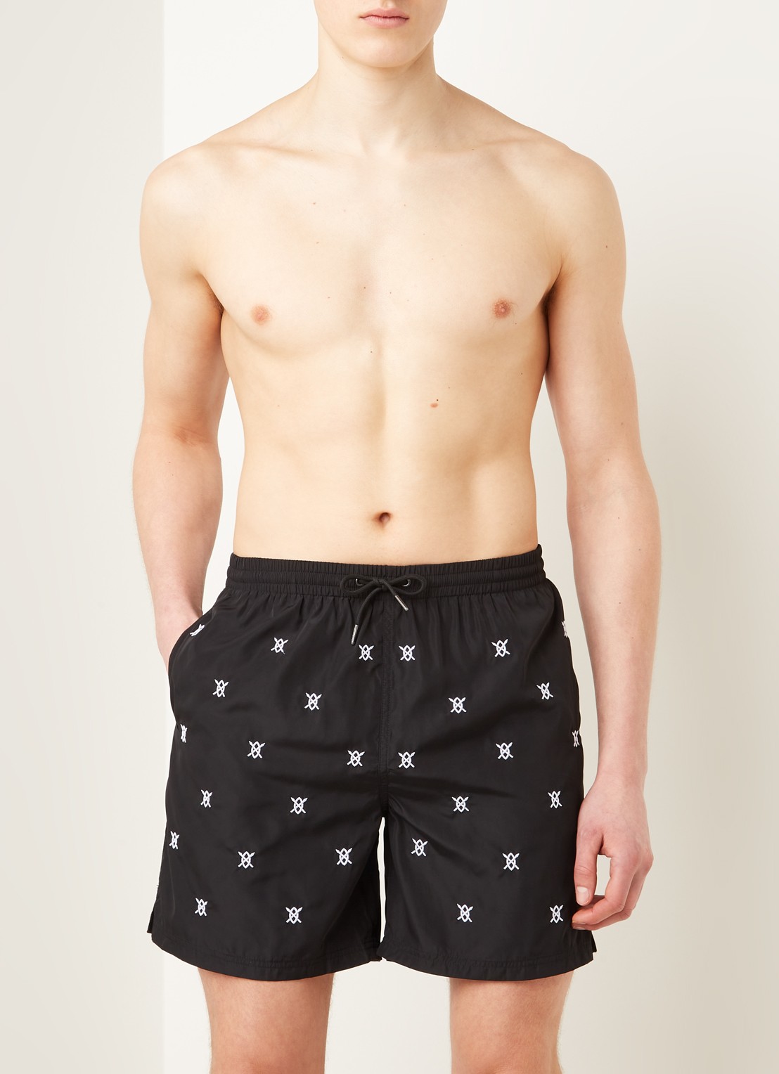 Daily Paper Eswim zwemshorts met logoprint en steekzakken - voorkant 3 zwart