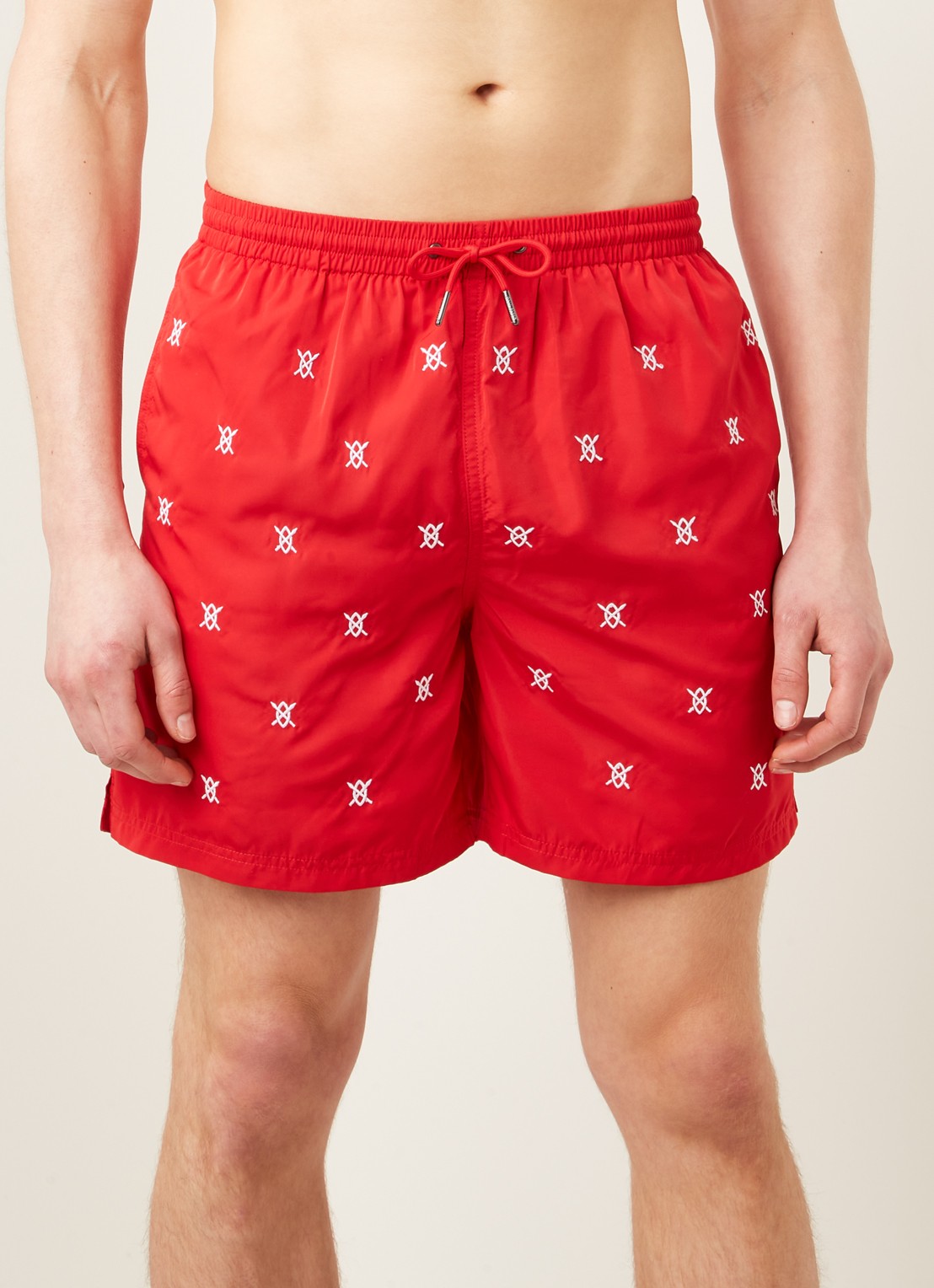 Daily Paper Eswim zwemshorts met logoprint en steekzakken - detail rood
