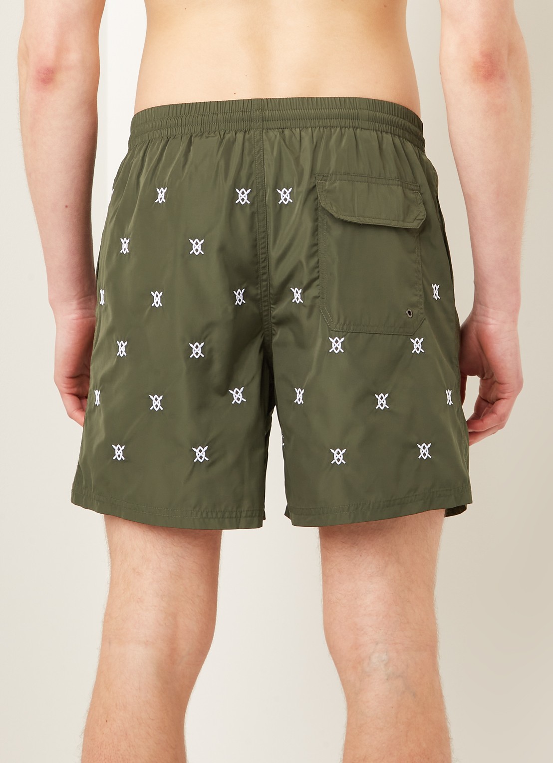 Daily Paper Eswim zwemshorts met logoprint en steekzakken - achterkant 4 legergroen