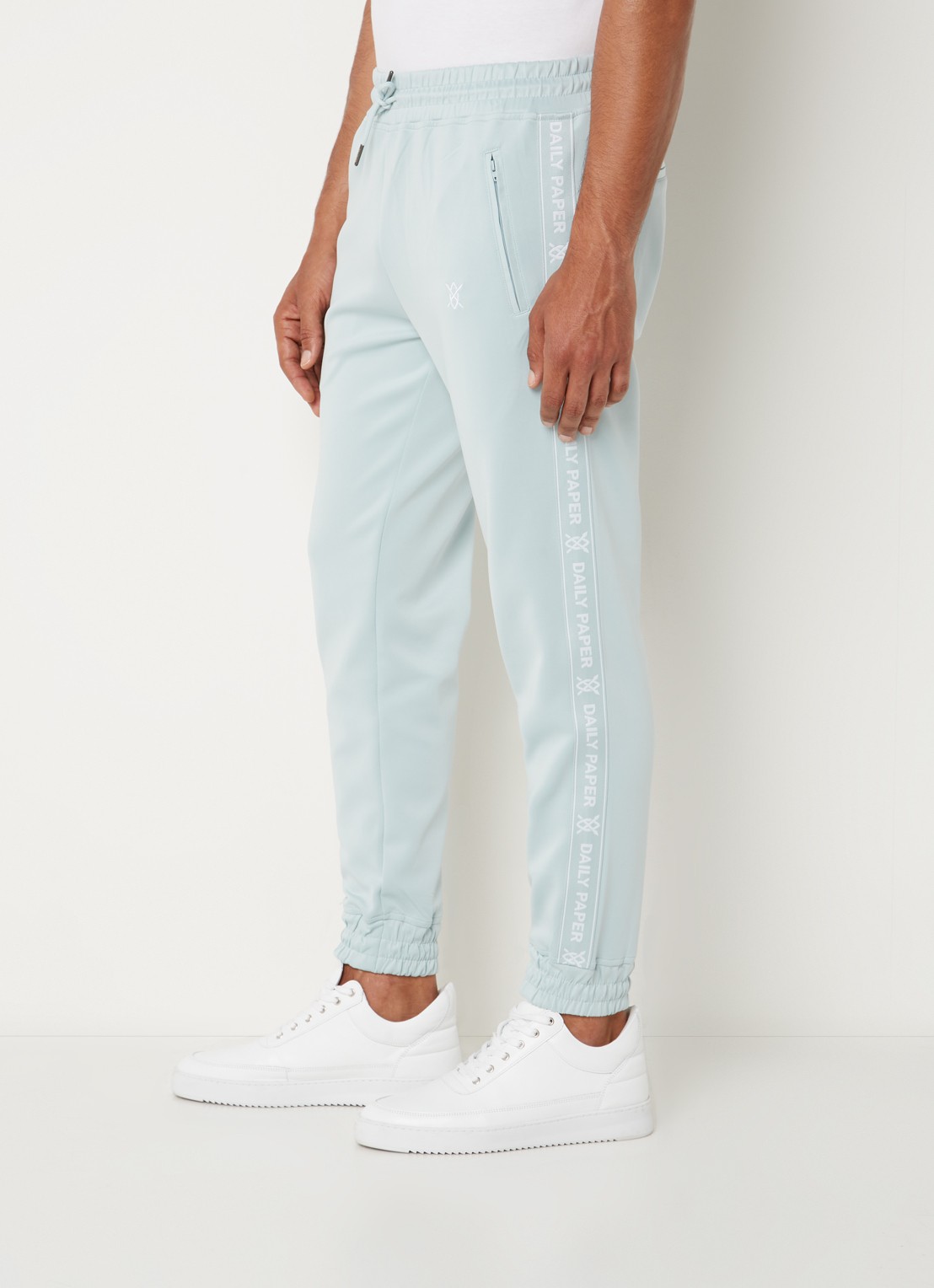 Daily Paper Etape tapered fit cropped trackpants met ritszakken en logoband - detail 2 mint