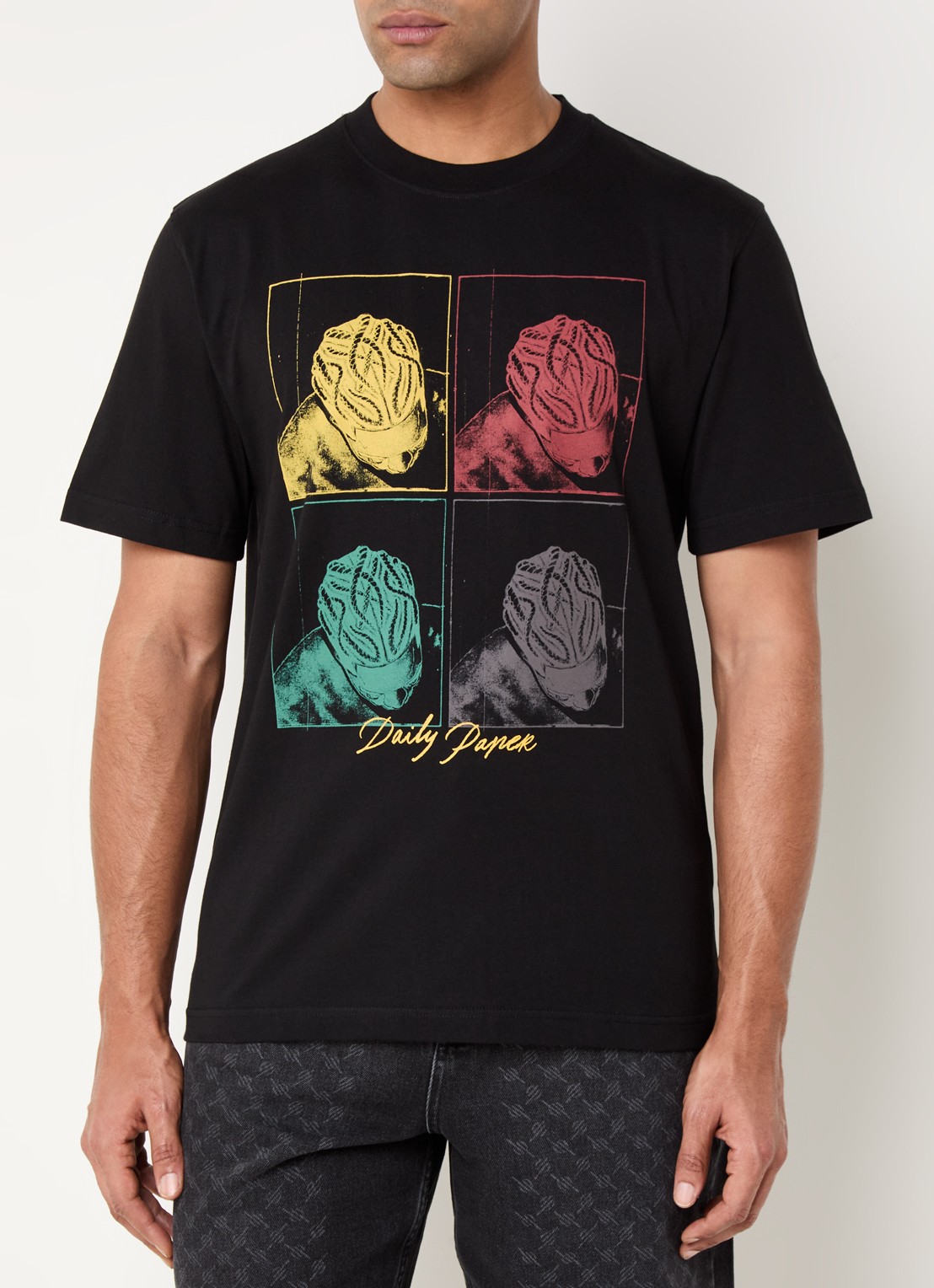 Daily Paper Frame T-shirt met logoprint  - detail 3 zwart