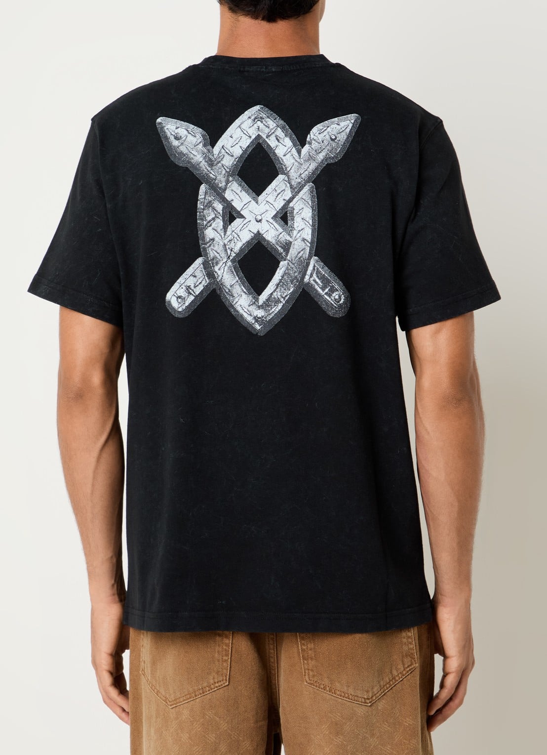 Daily Paper Metallic shield T-shirt met logo - detail 4 zwart