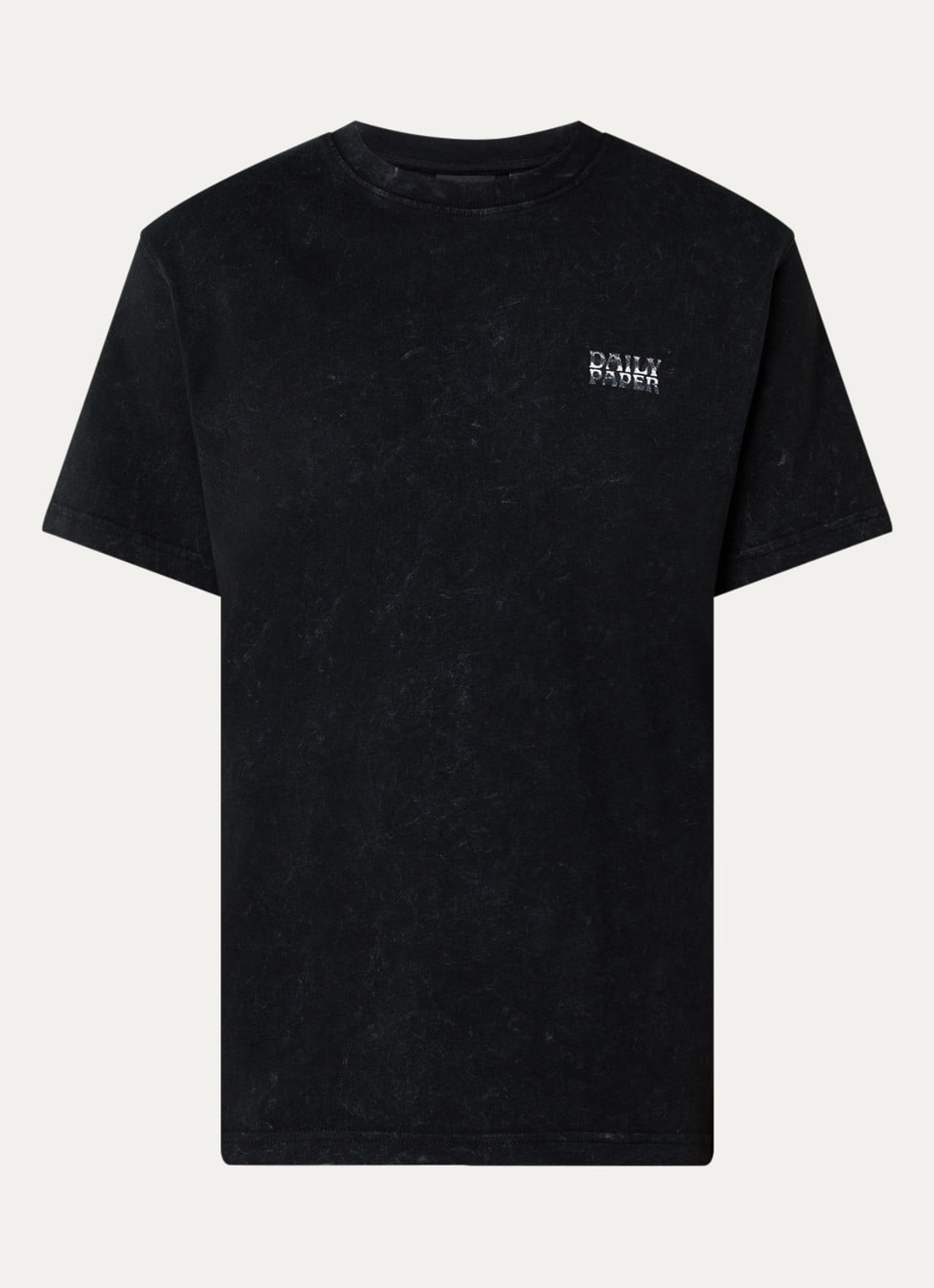 Daily Paper Metallic shield T-shirt met logo - voorkant zwart