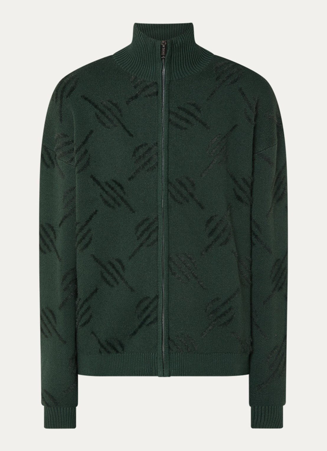 Daily Paper Monogram fijngebreid vest met opstaande kraag - voorkant donkergroen