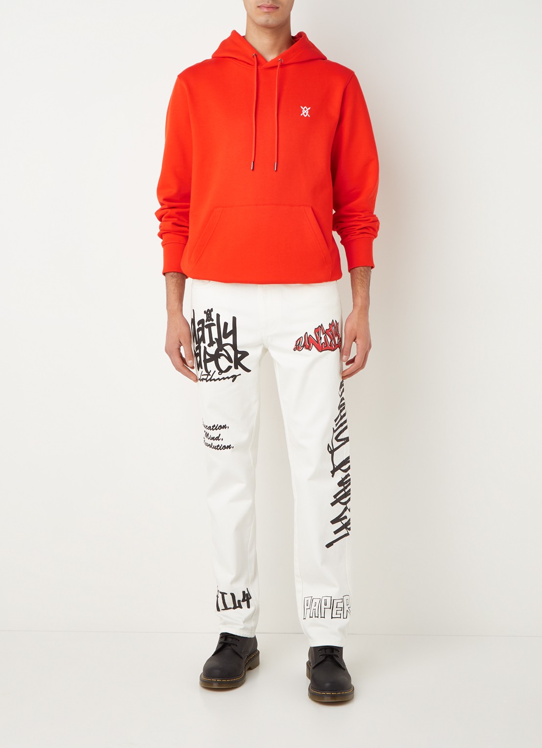 Daily Paper Musa hoodie met logo- en backprint  - voorkant 5 rood