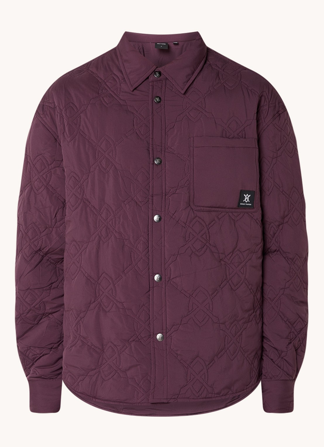 Daily Paper Najub gewatteerd overshirt met logo quilt patroon  - voorkant 3 aubergine
