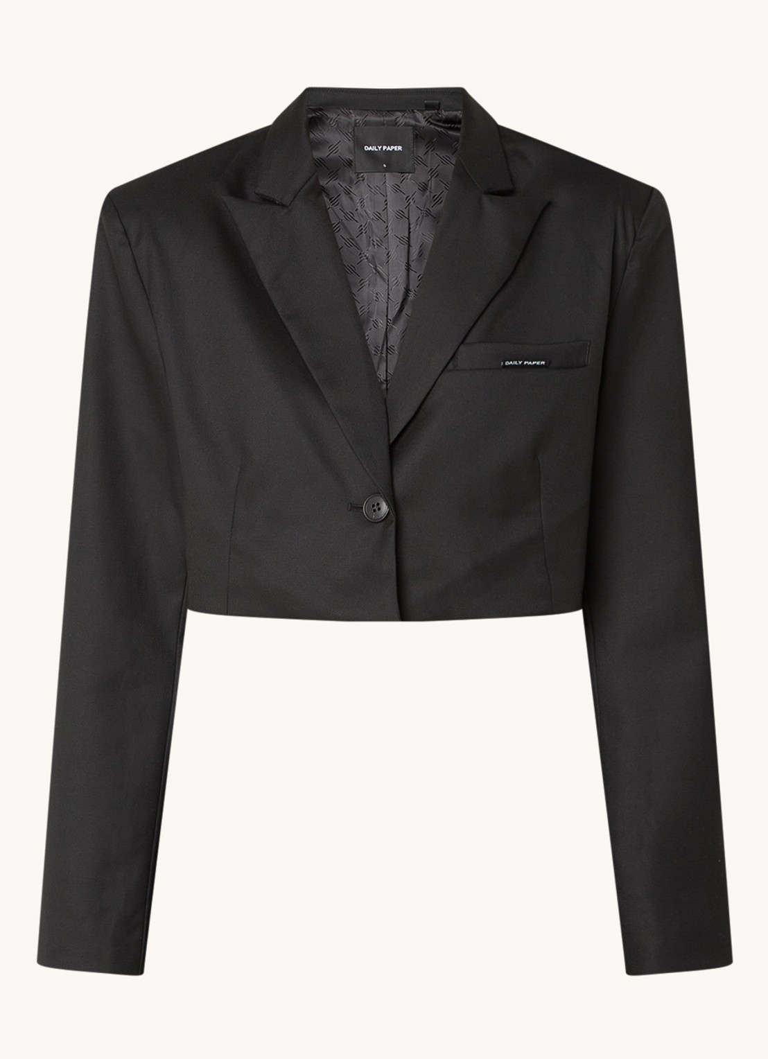 Daily Paper Nova cropped blazer met schoudervulling - voorkant zwart