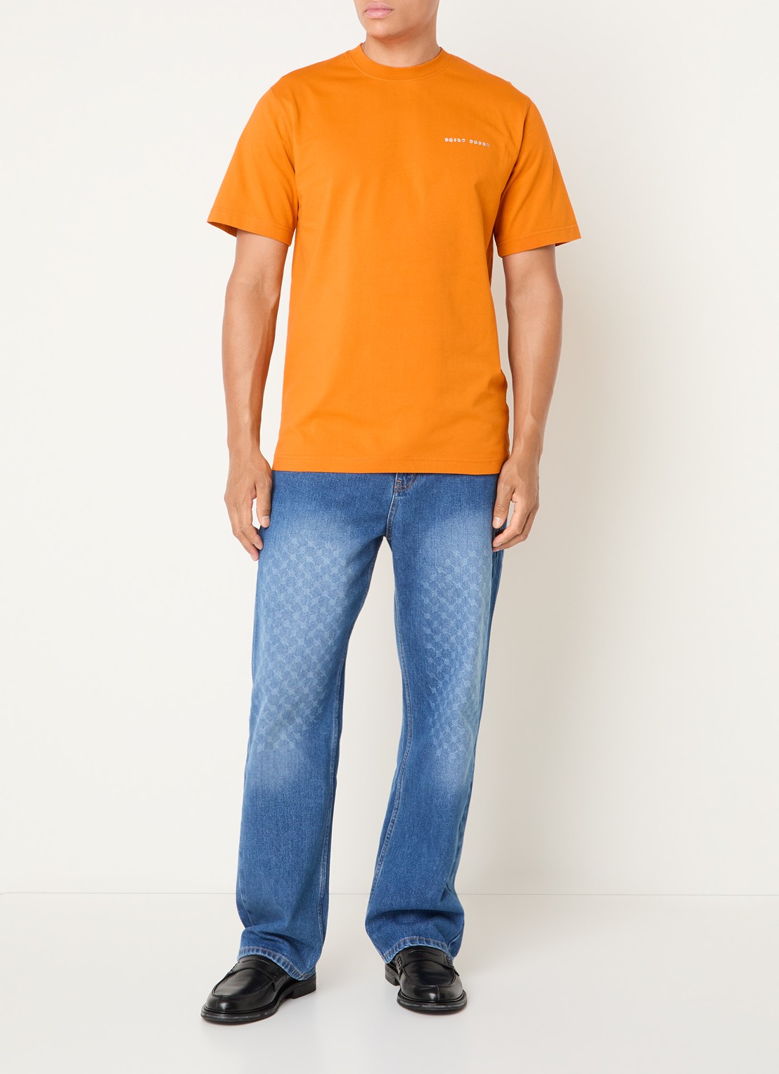 Daily Paper Origami T-shirt met logo- en backprint - voorkant 4 oranje