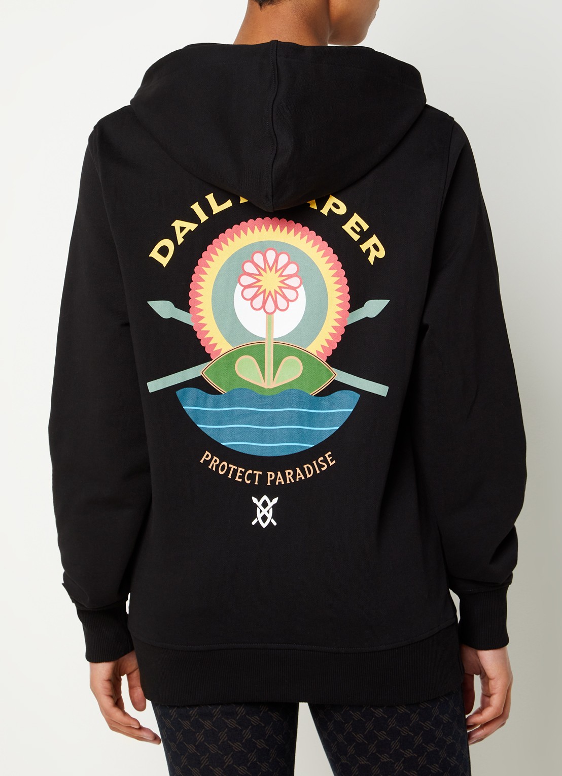 Daily Paper Paisy hoodie van biologisch katoen met logo- en backprint - detail 2 zwart