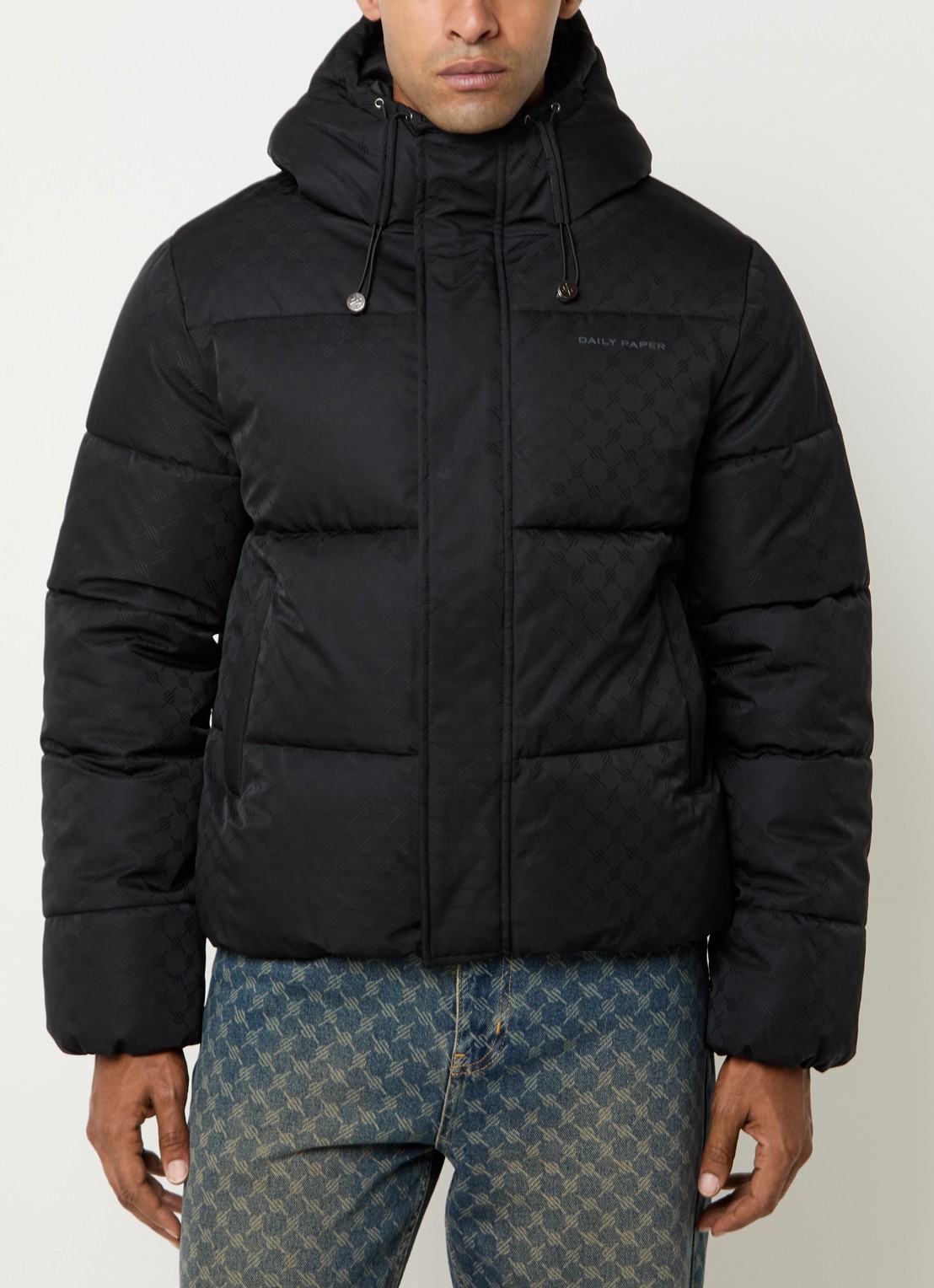 Daily Paper Puffer jack met capuchon - detail 2 zwart