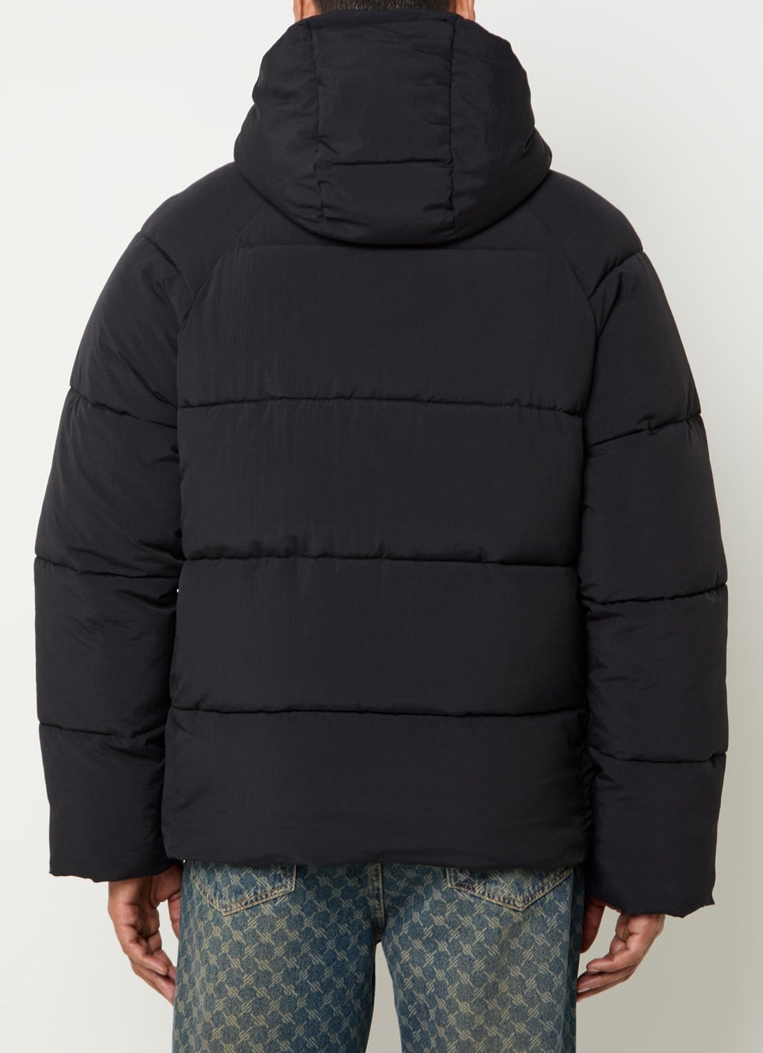 Daily Paper Puffer jack met ritszakken en capuchon - achterkant 4 zwart
