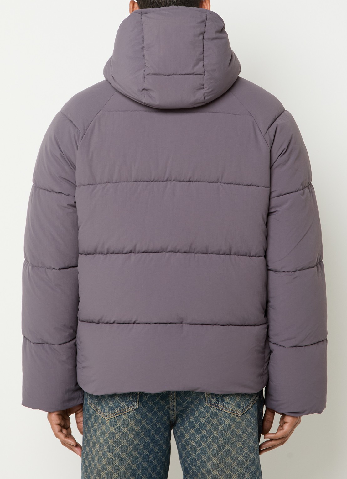 Daily Paper Puffer jack met ritszakken en capuchon - achterkant 4 paars