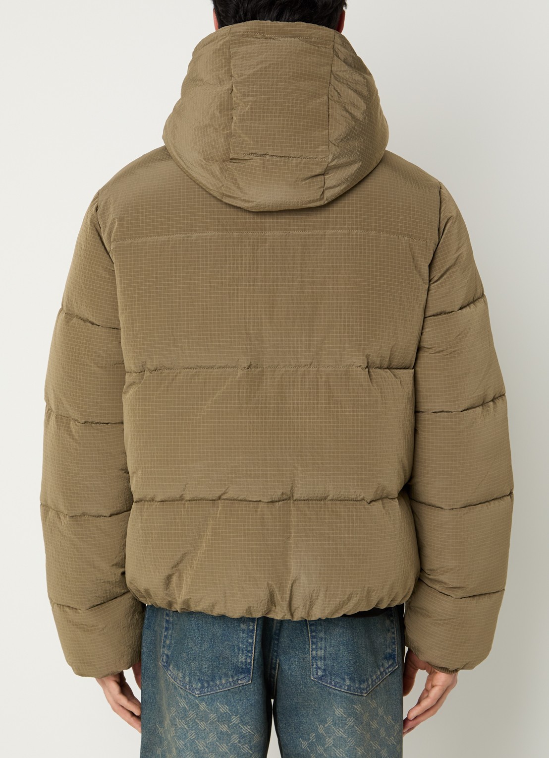 Daily Paper Ripstop puffer jack met logo - achterkant mosgroen