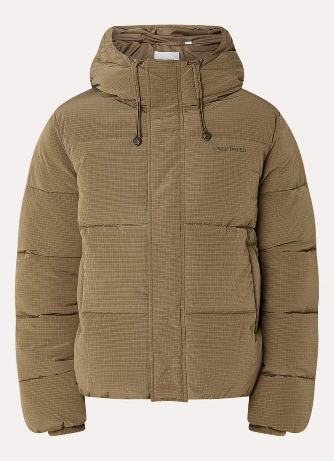 Daily Paper Ripstop puffer jack met logo - voorkant 3 mosgroen