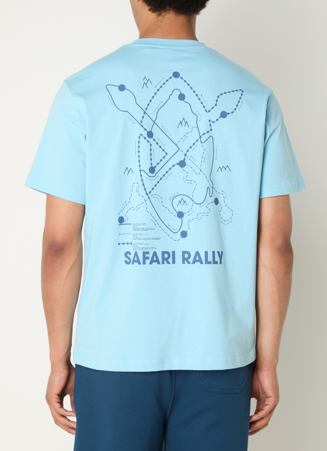 Daily Paper Safari Rally T-shirt met logo- en backprint - detail 3 lichtblauw
