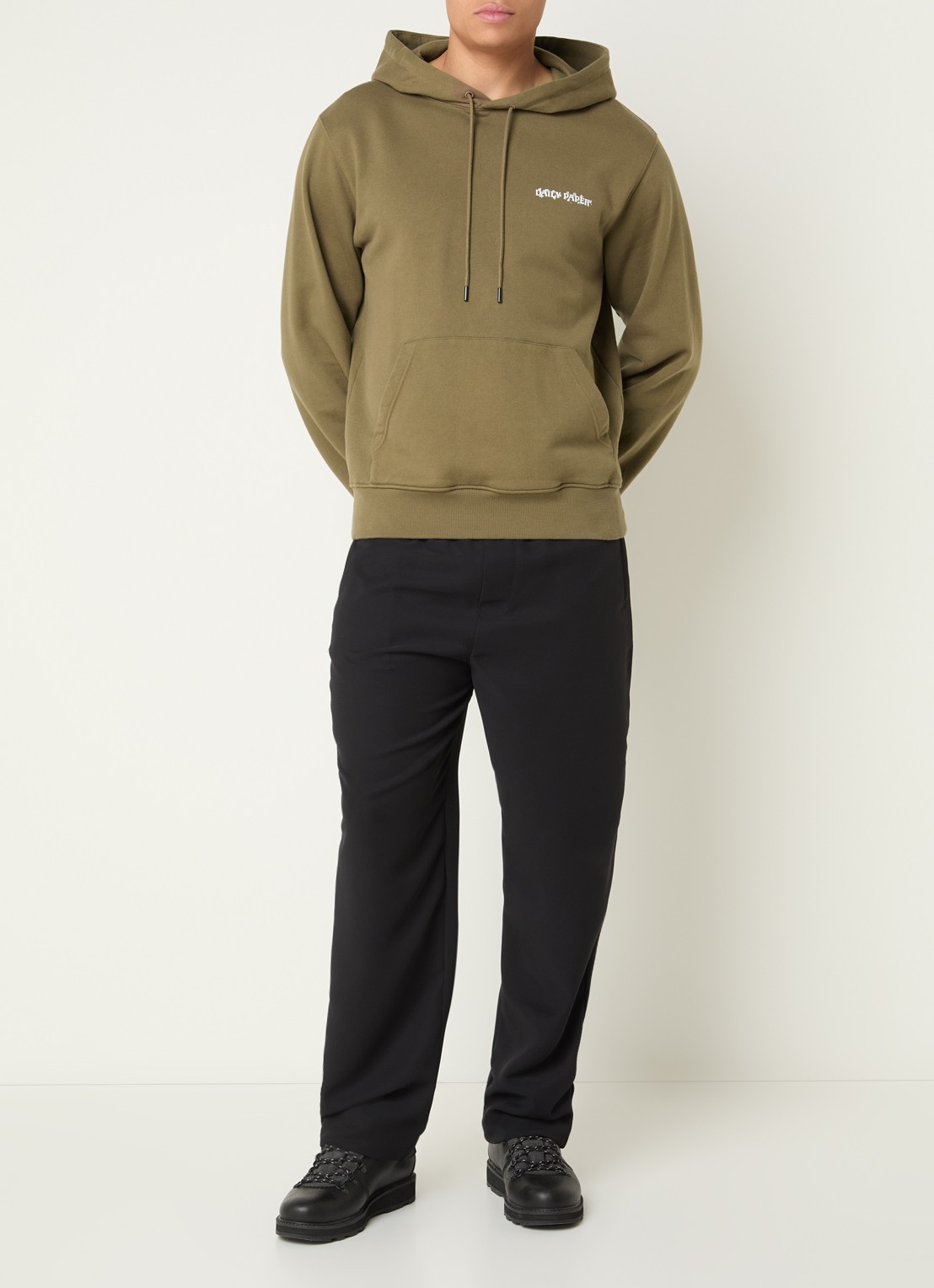 Daily Paper Shield hoodie met logo- en backprint - voorkant 2 mosgroen