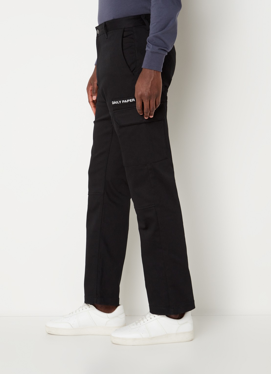 Daily Paper Straight fit cargobroek met logo - detail 5 zwart