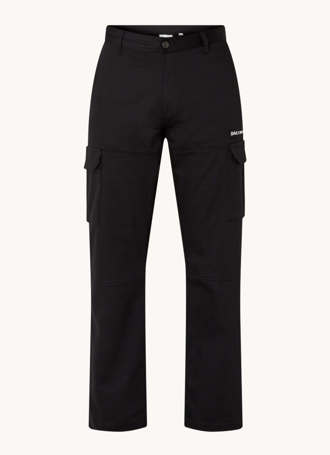 Daily Paper Straight fit cargobroek met logo - voorkant zwart