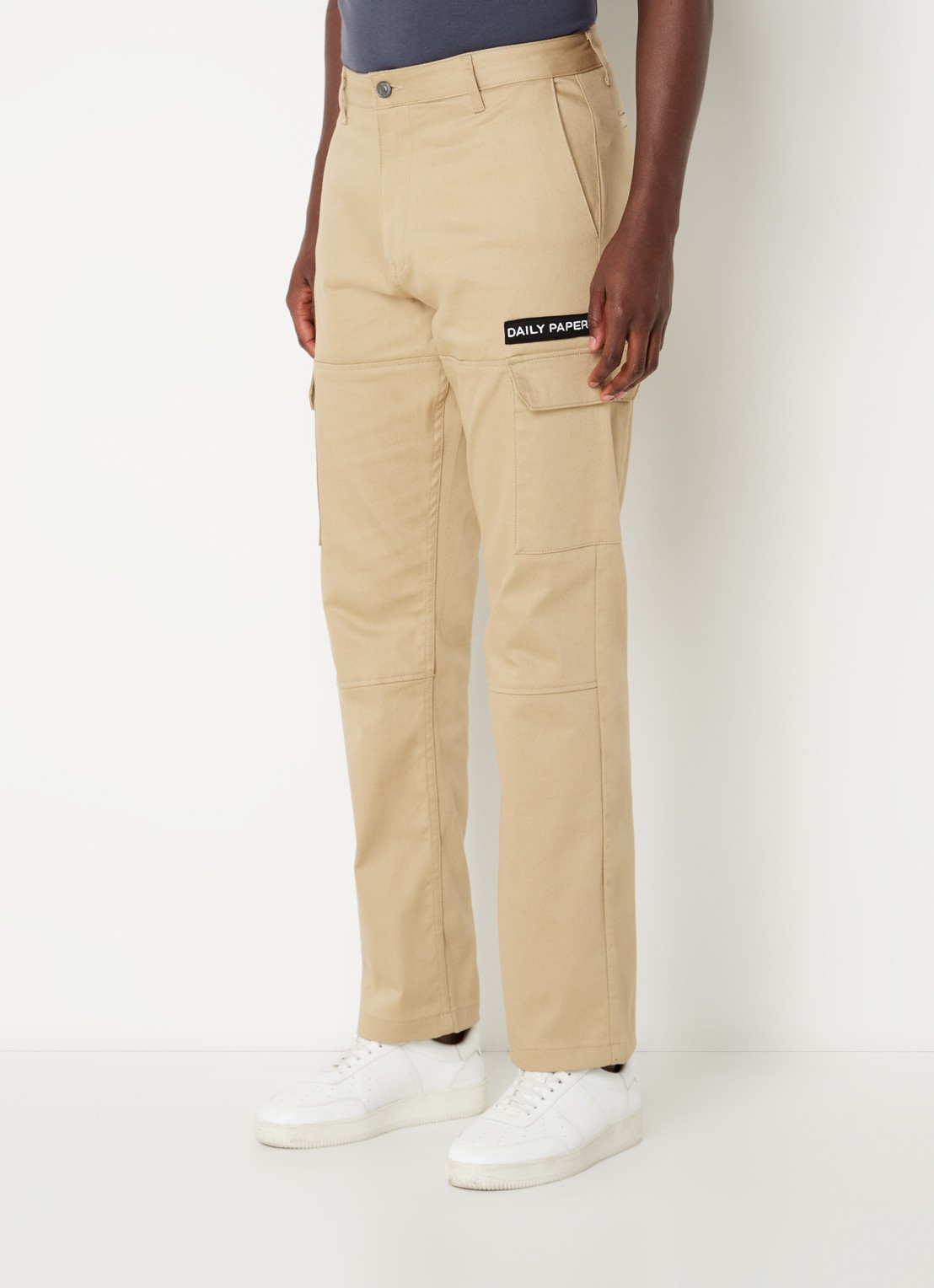 Daily Paper Straight fit cargobroek met logo - detail 3 beige