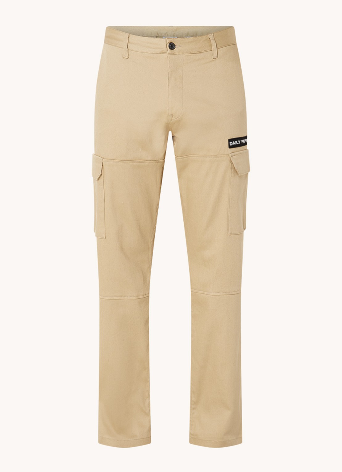 Daily Paper Straight fit cargobroek met logo - voorkant beige