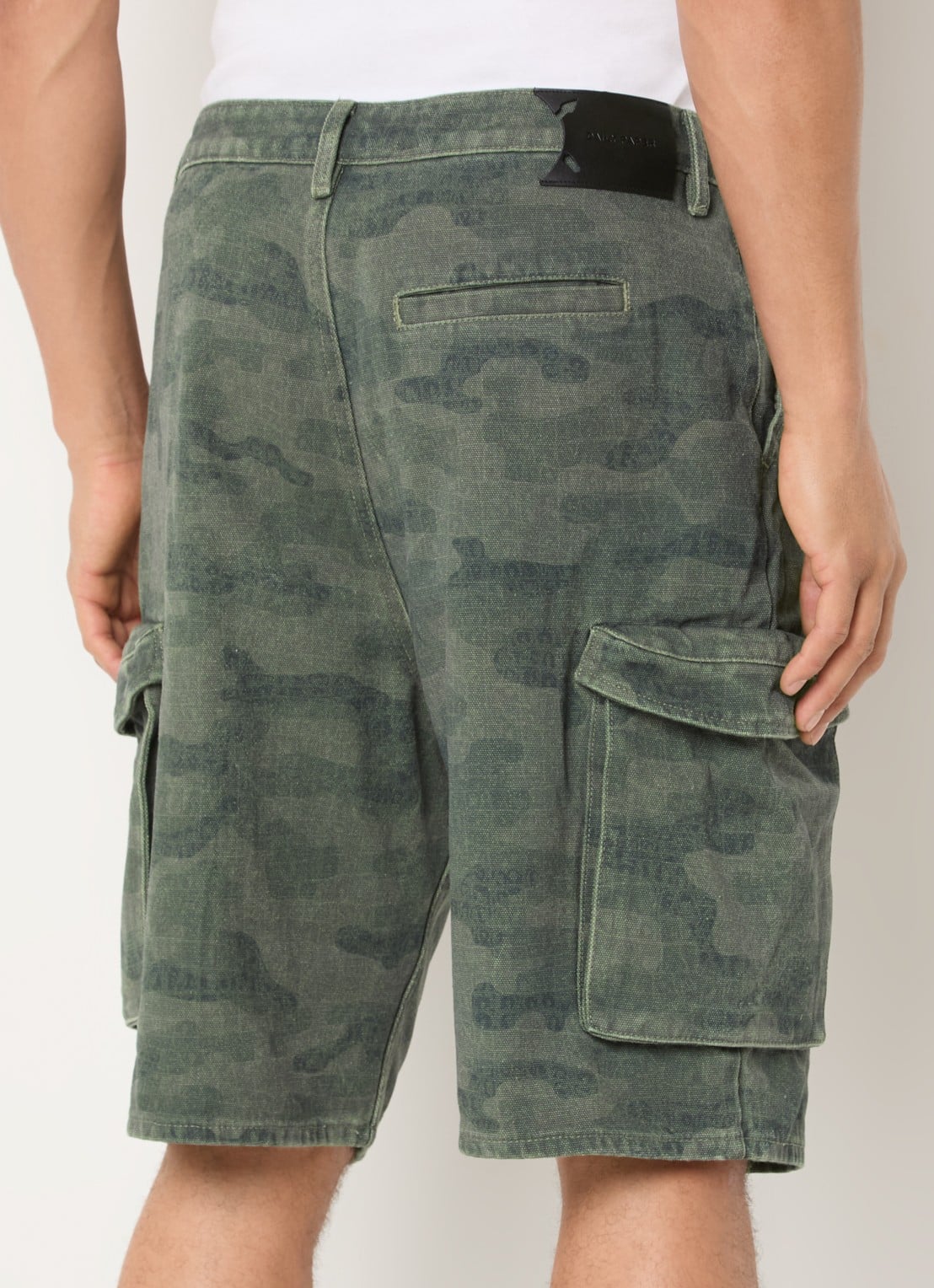 Daily Paper Straight fit korte cargobroek met camouflageprint - achterkant 3 legergroen