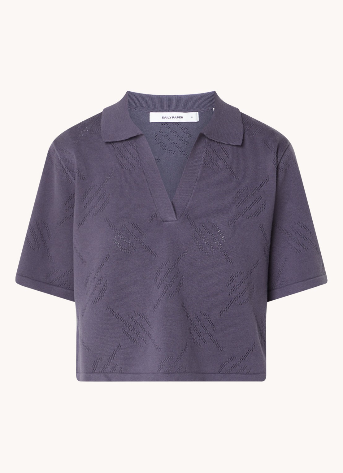 Daily Paper Top met logoprint en polokraag - voorkant 3 middengrijs