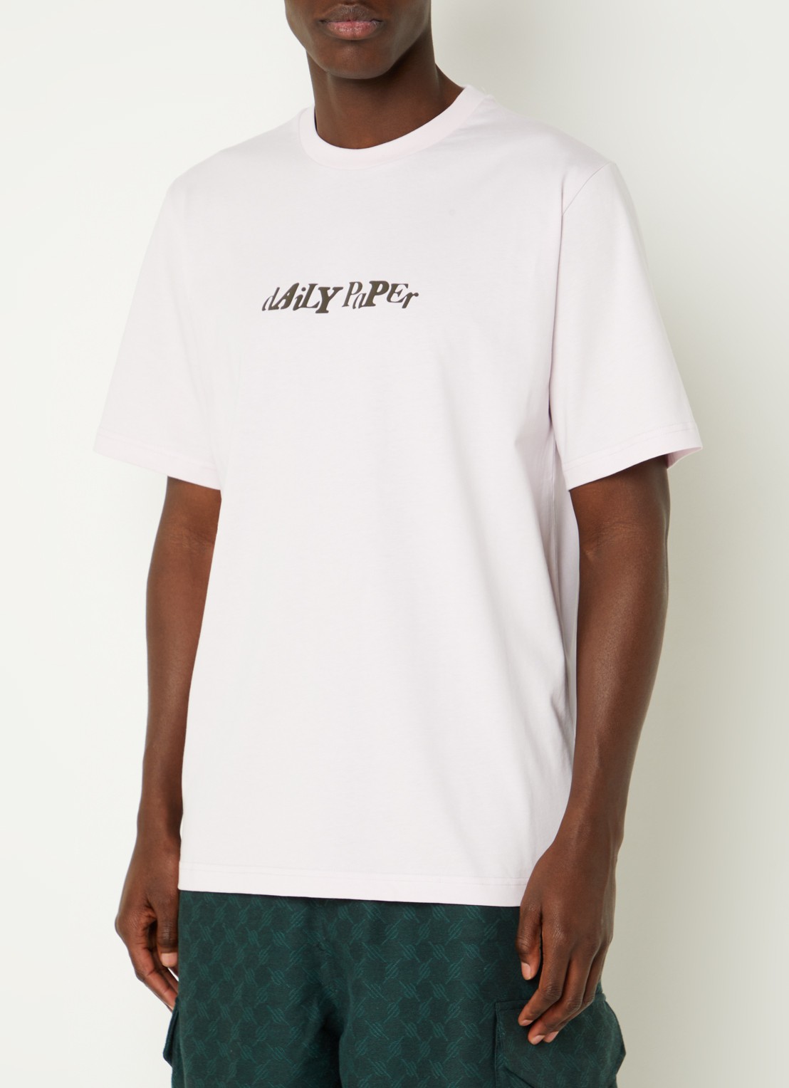 Daily Paper Unified T-shirt met logo en stretch - detail lichtroze