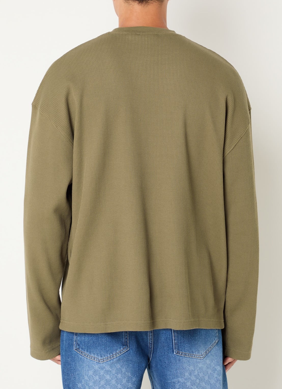 Daily Paper Waffle Stay longsleeve met logoprint - achterkant mosgroen
