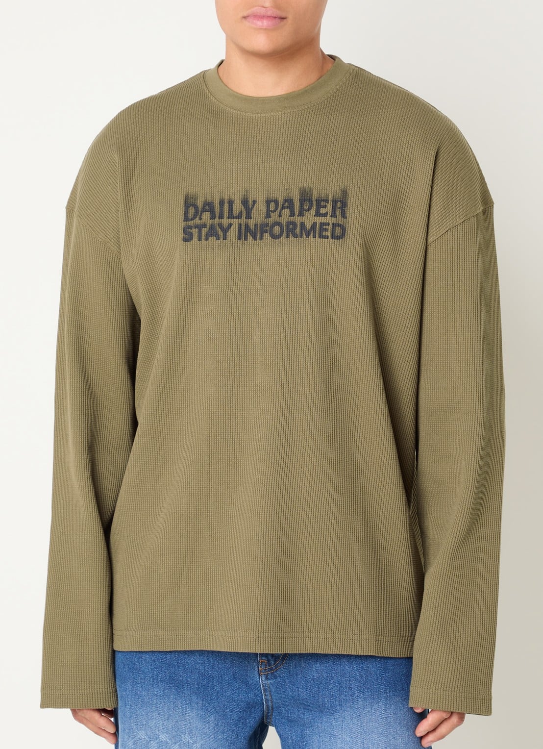 Daily Paper Waffle Stay longsleeve met logoprint - detail 4 mosgroen