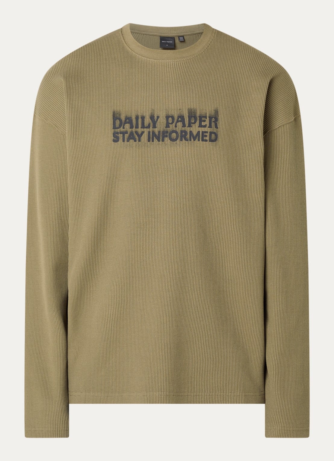 Daily Paper Waffle Stay longsleeve met logoprint - voorkant 2 mosgroen