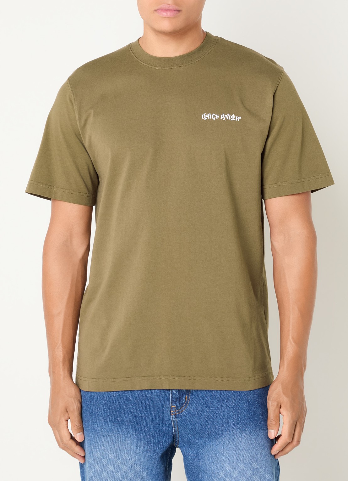 Daily Paper Wish Plant T-shirt met logo- en backprint - achterkant mosgroen