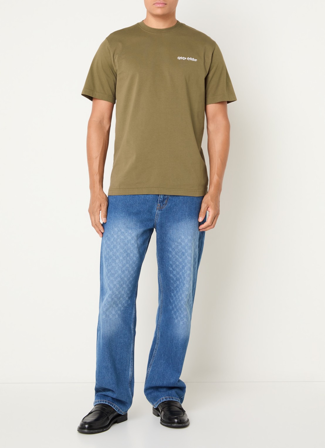 Daily Paper Wish Plant T-shirt met logo- en backprint - voorkant 3 mosgroen