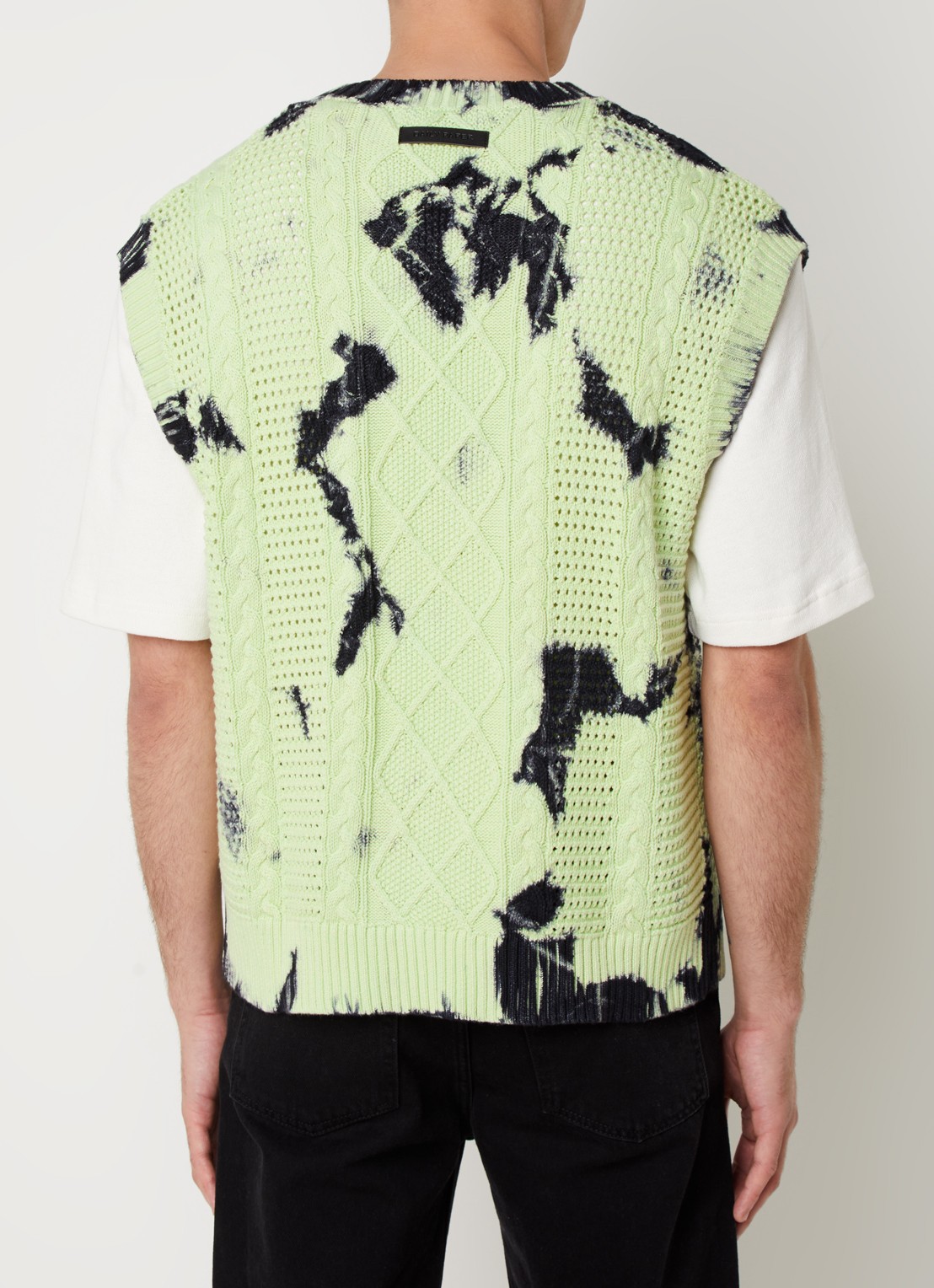 Daily Paper Xois kabelgebreide spencer met tie-dye dessin - achterkant 5 neongroen