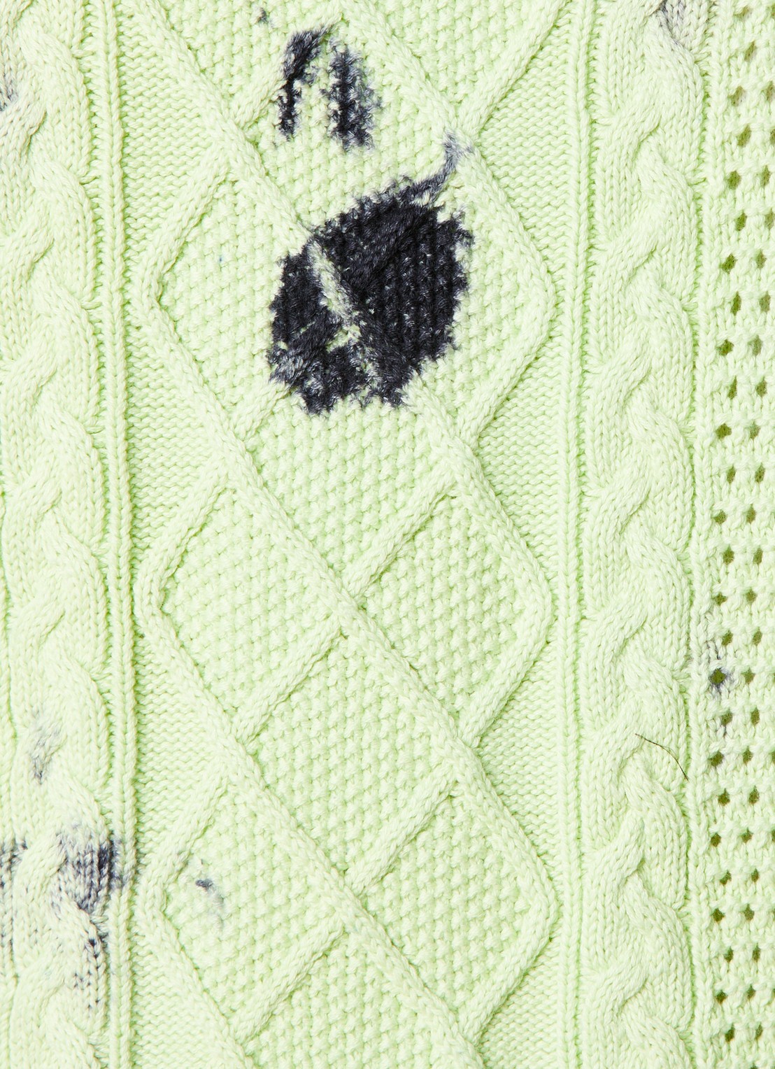 Daily Paper Xois kabelgebreide spencer met tie-dye dessin - detail 4 neongroen