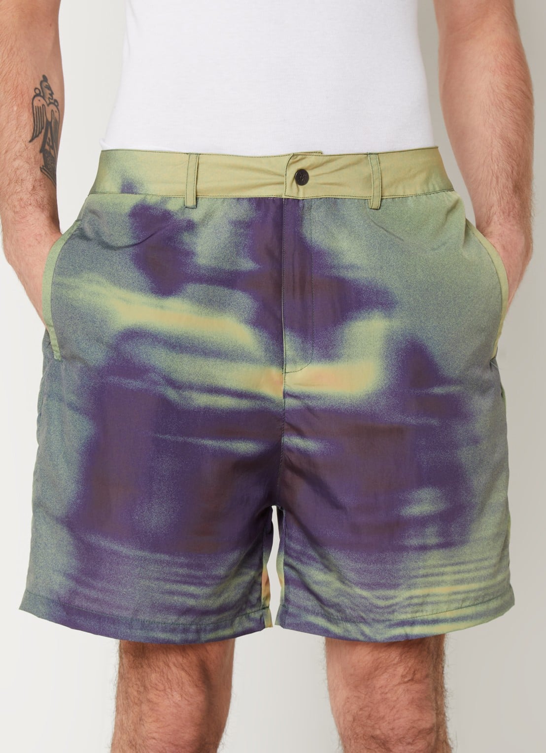 Daily Paper Yaro Hazy loose fit korte broek met print - detail 3 lichtgroen