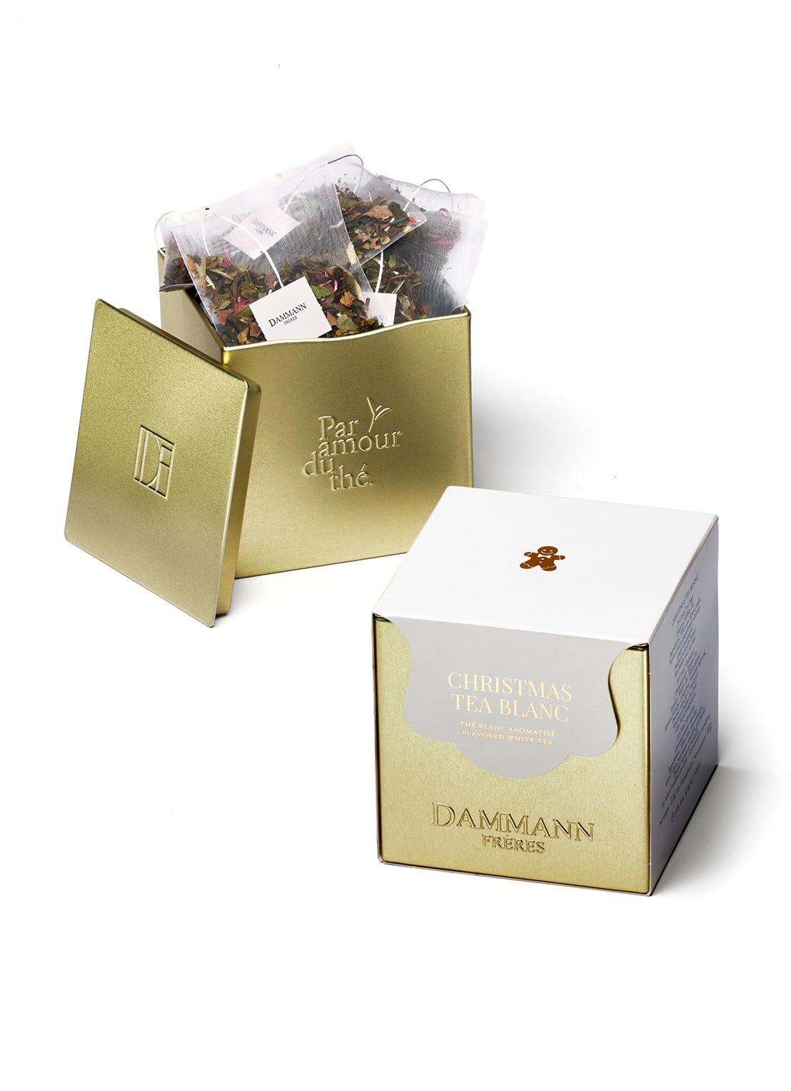 DAMMANN Frères Christmas Tea Blanc Collector's theezakjes in giftbox 20 stuks - voorkant beige
