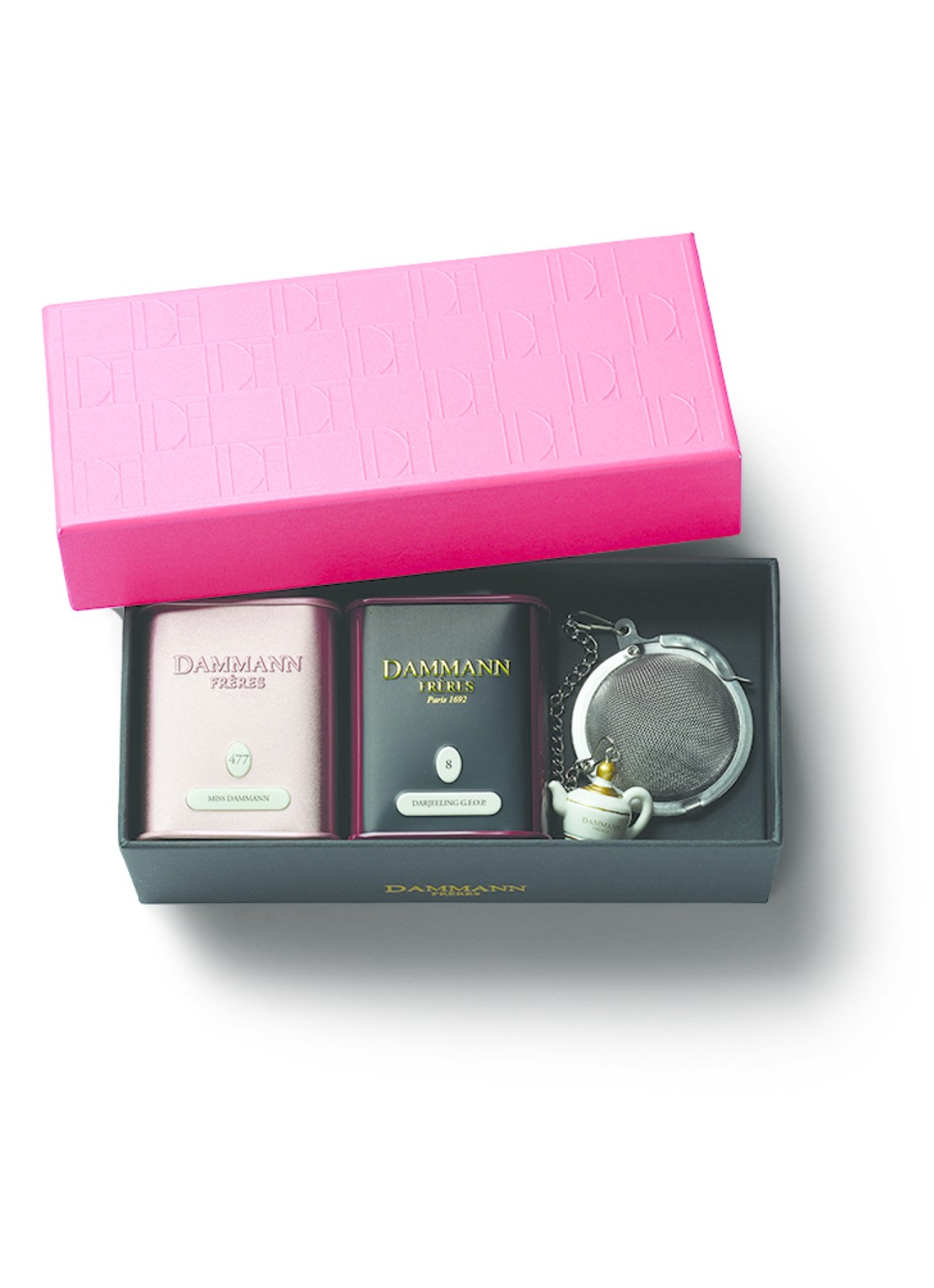 DAMMANN Frères Jardin Romantique losse thee set in geschenkdoos 2 x 30 gram met thee-ei - voorkant 2 undefined