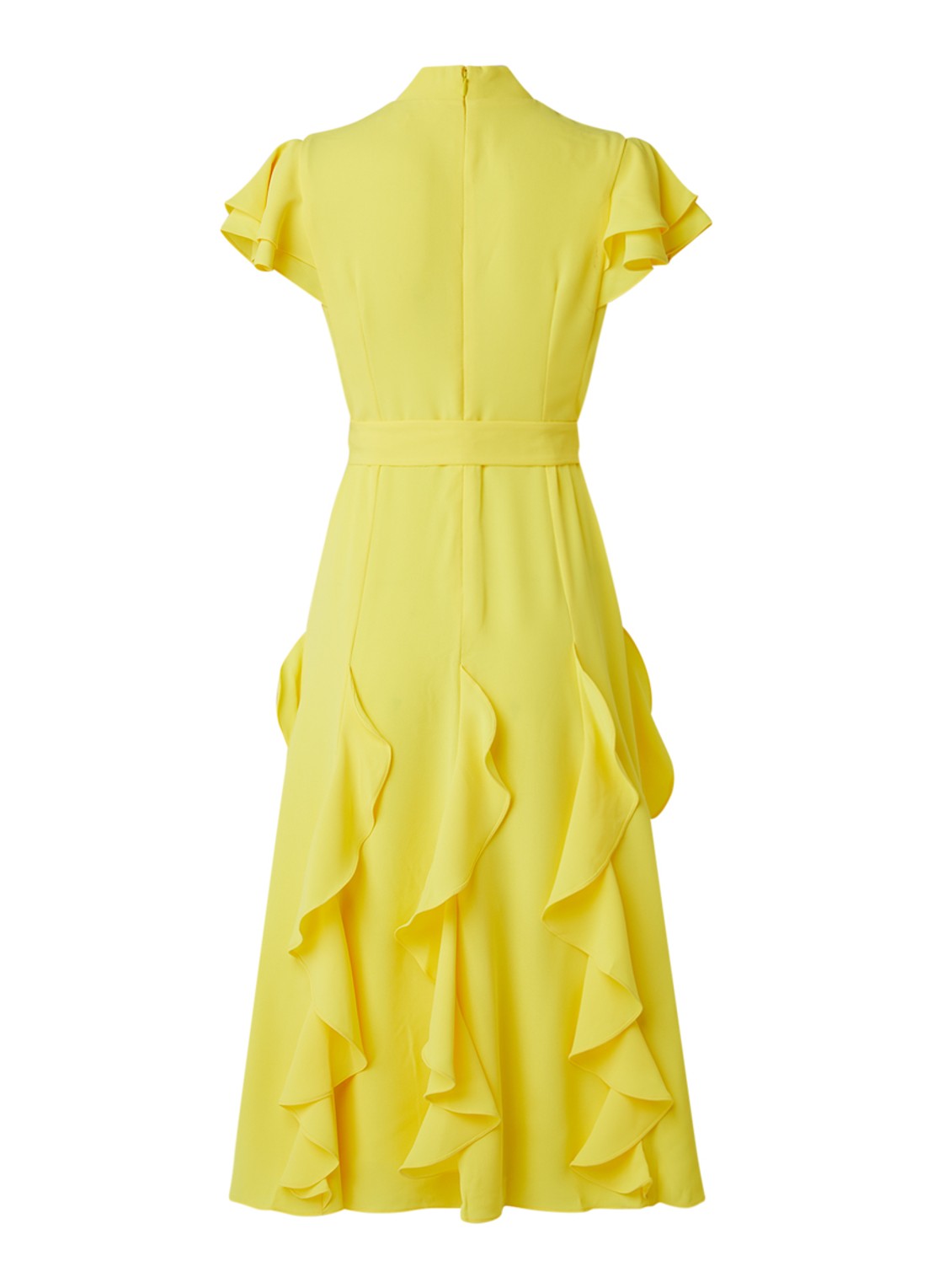 Damsel in a Dress Cemile midi jurk met volant en vlindermouw - achterkant geel