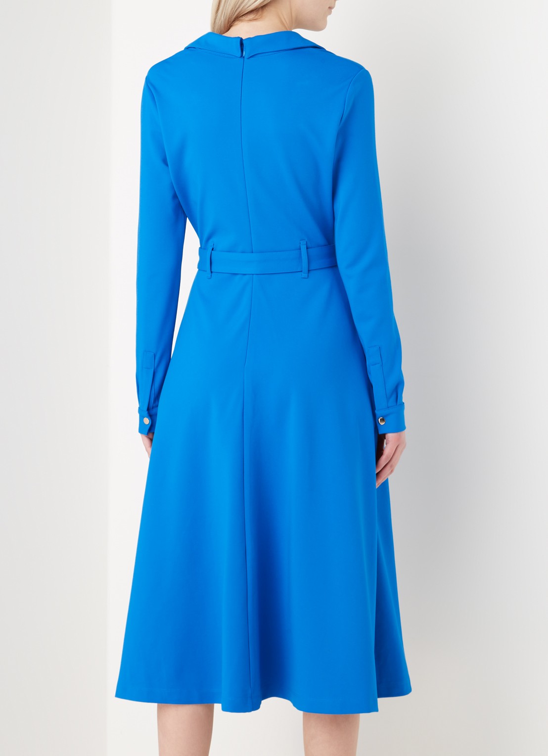 Damsel in a Dress Dalby midi jurk van jersey met ceintuur - achterkant kobaltblauw