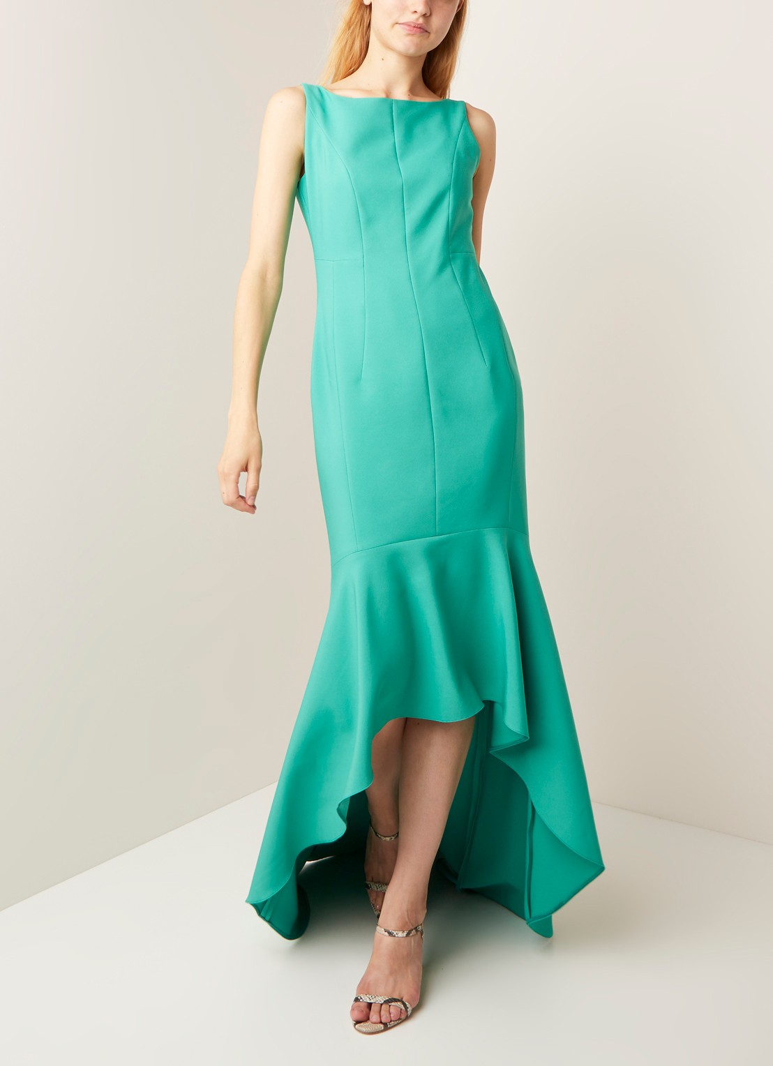 Damsel in a Dress Leela mouwloze galajurk met volant en ronde hals - voorkant 3 mint
